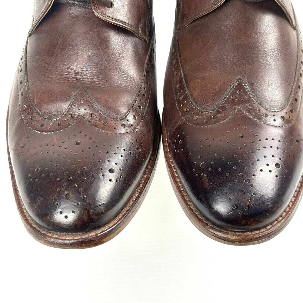 WARFIELD & GRAND Mens Size 10 Wingtip Brogue Oxford Dress Shoes Brown Leather - Picture 5 of 16